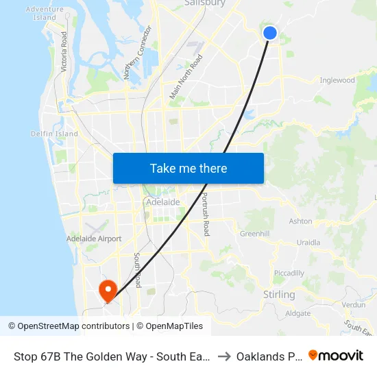 Stop 67B The Golden Way - South East side to Oaklands Park map