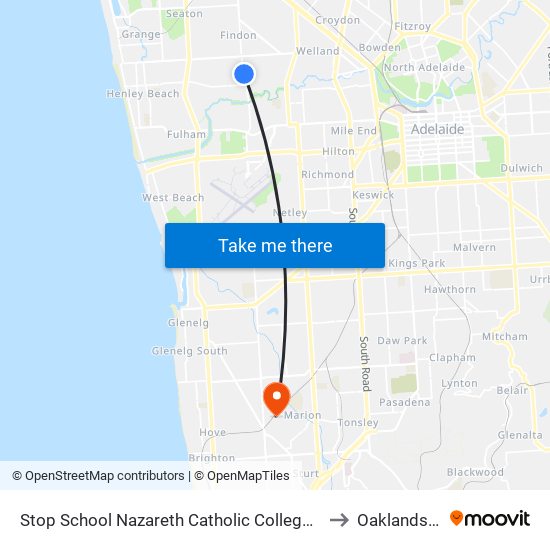 Stop School Nazareth Catholic College Senior Years to Oaklands Park map