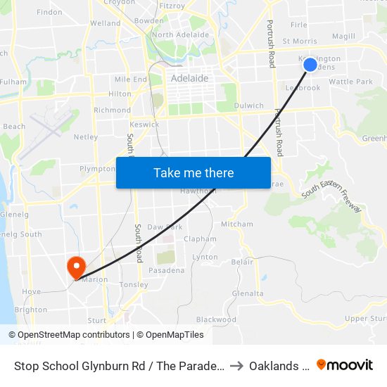 Stop School Glynburn Rd / The Parade - West side to Oaklands Park map