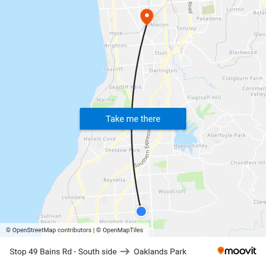 Stop 49 Bains Rd - South side to Oaklands Park map
