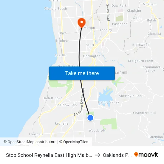 Stop School Reynella East High Malbeck Dr to Oaklands Park map