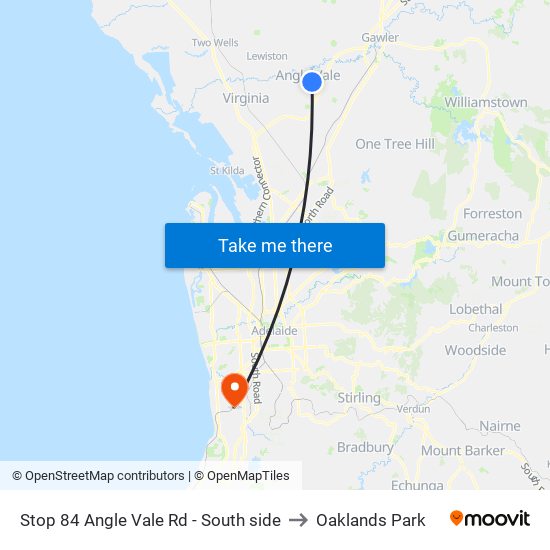 Stop 84 Angle Vale Rd - South side to Oaklands Park map