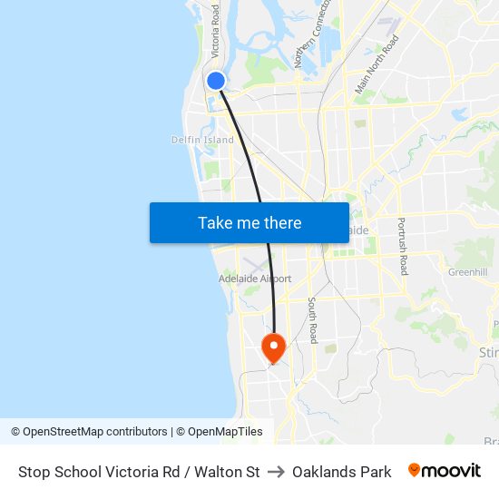 Stop School Victoria Rd / Walton St to Oaklands Park map