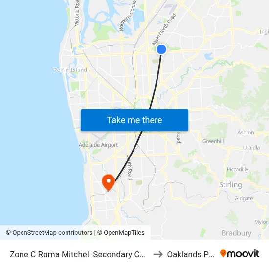 Zone C Roma Mitchell Secondary College to Oaklands Park map