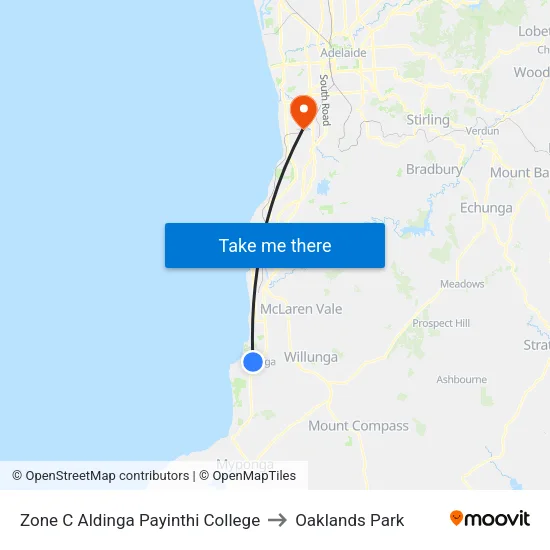 Zone C Aldinga Payinthi College to Oaklands Park map