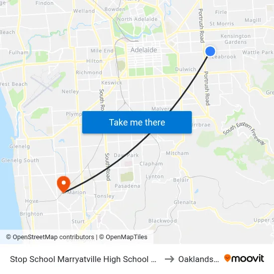 Stop School Marryatville High School Kensington Rd to Oaklands Park map