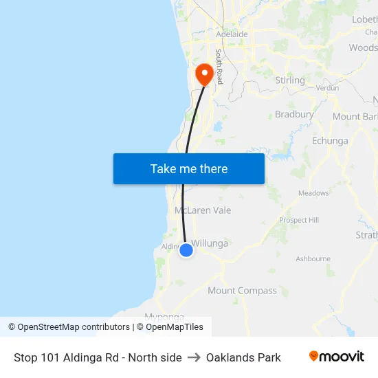 Stop 101 Aldinga Rd - North side to Oaklands Park map