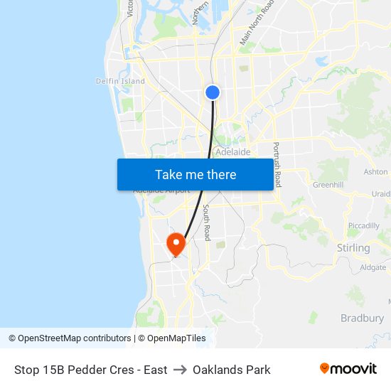 Stop 15B Pedder Cres - East to Oaklands Park map