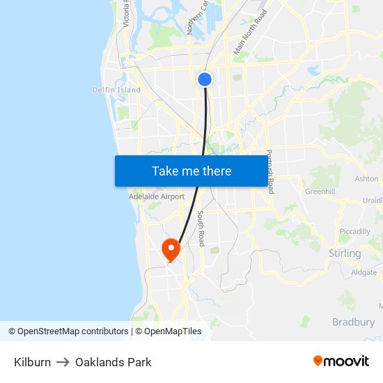 Kilburn to Oaklands Park map