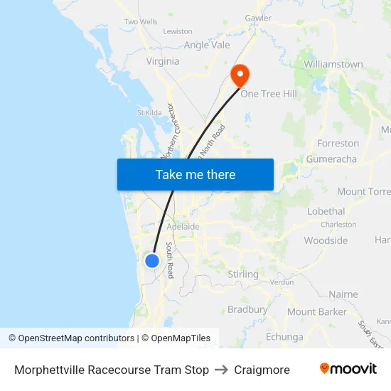 Morphettville Racecourse Tram Stop to Craigmore map