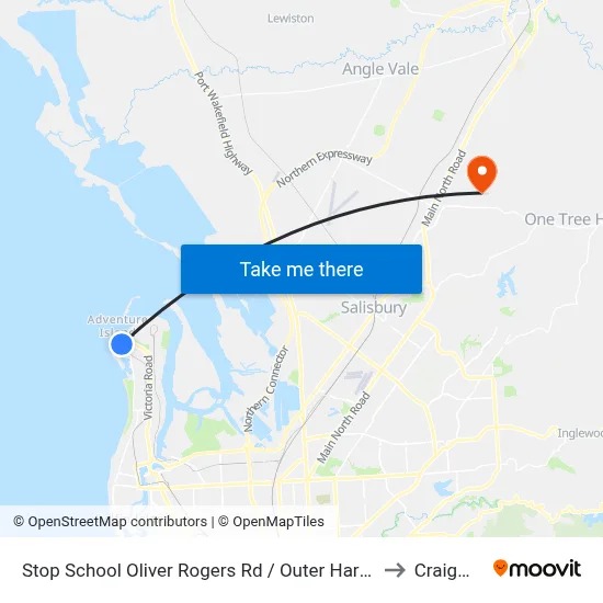 Stop School Oliver Rogers Rd / Outer Harbor Railway to Craigmore map