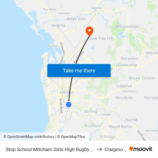 Stop School Mitcham Girls High Rugby St to Craigmore map