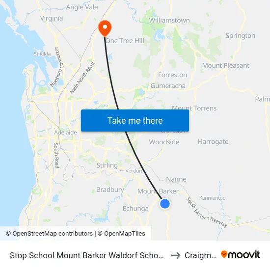 Stop School Mount Barker Waldorf School Sims Rd to Craigmore map