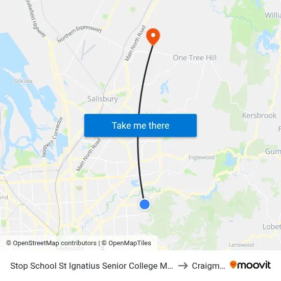 Stop School St Ignatius Senior College Manresa Ct to Craigmore map