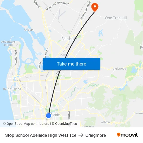 Stop School Adelaide High West Tce to Craigmore map