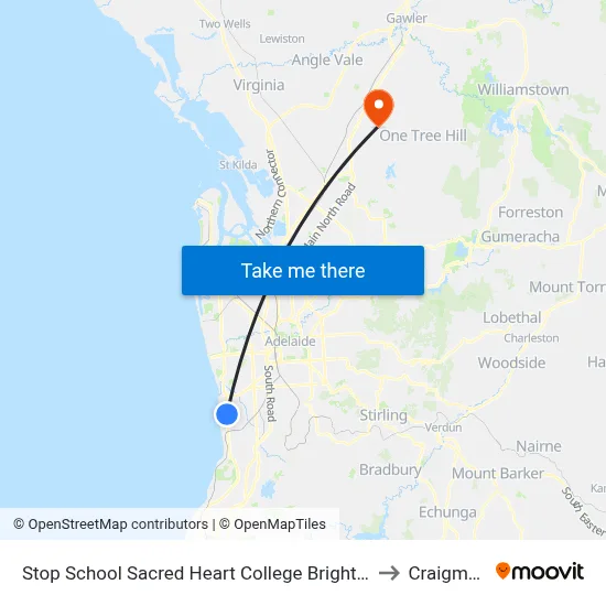 Stop School Sacred Heart College Brighton Rd to Craigmore map
