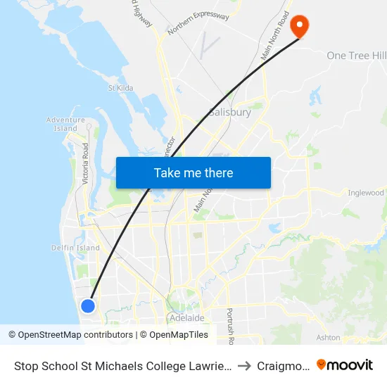 Stop School St Michaels College Lawrie St to Craigmore map