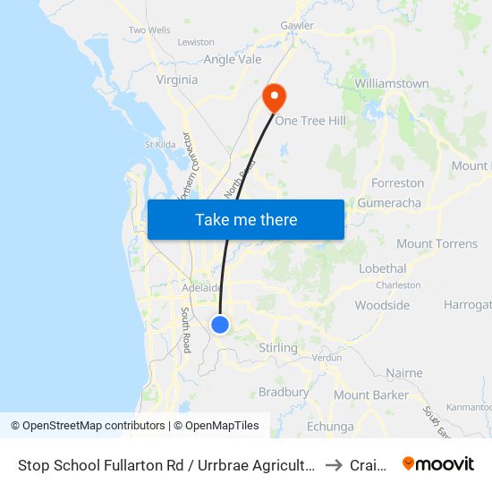 Stop School Fullarton Rd / Urrbrae Agricultural High School - West side to Craigmore map