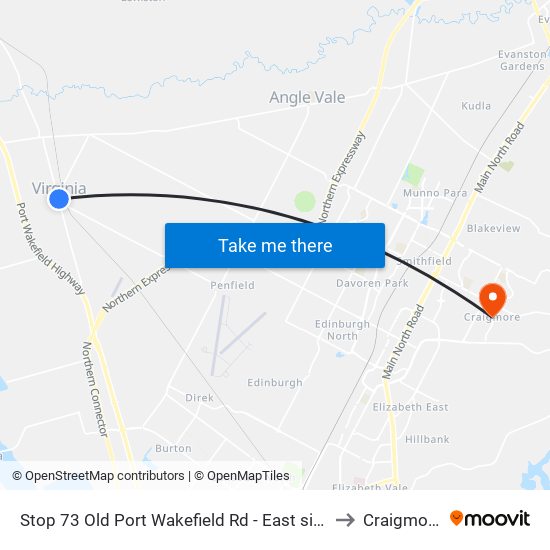 Stop 73 Old Port Wakefield Rd - East side to Craigmore map