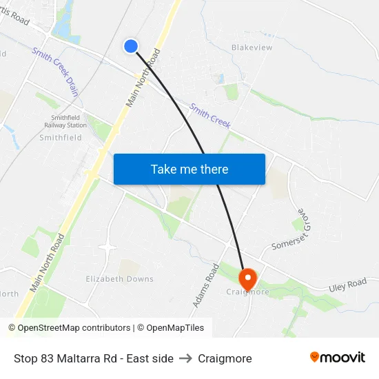 Stop 83 Maltarra Rd - East side to Craigmore map