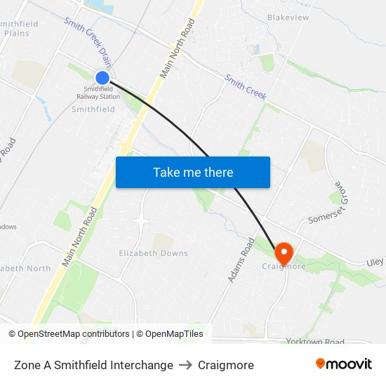 Zone A Smithfield Interchange to Craigmore map