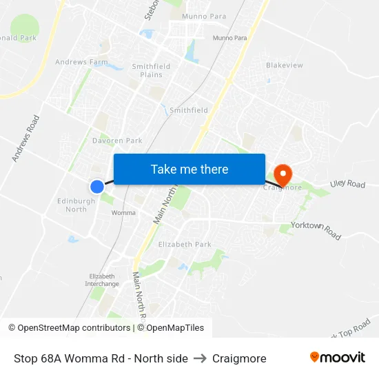 Stop 68A Womma Rd - North side to Craigmore map