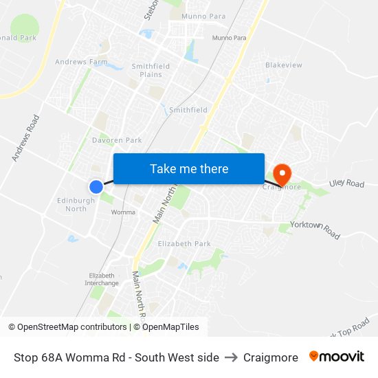 Stop 68A Womma Rd - South West side to Craigmore map