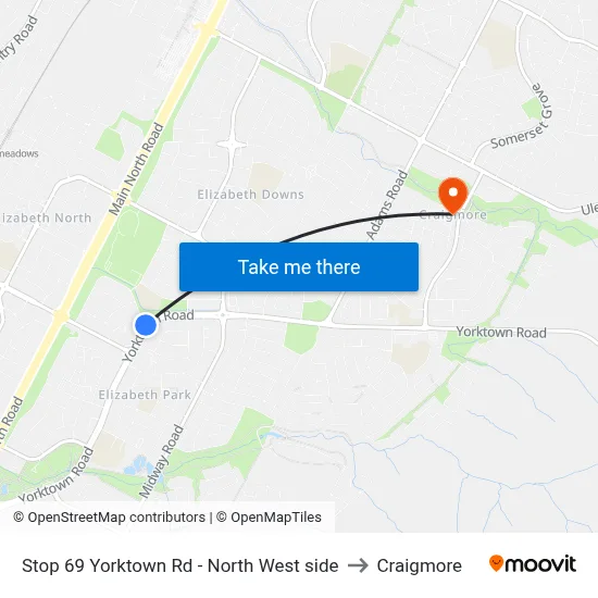 Stop 69 Yorktown Rd - North West side to Craigmore map