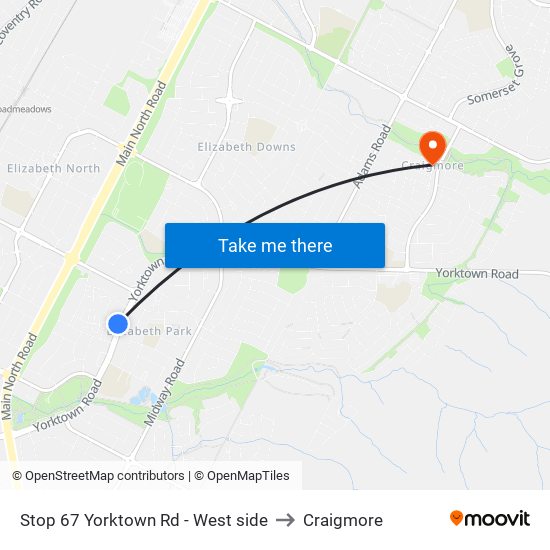 Stop 67 Yorktown Rd - West side to Craigmore map