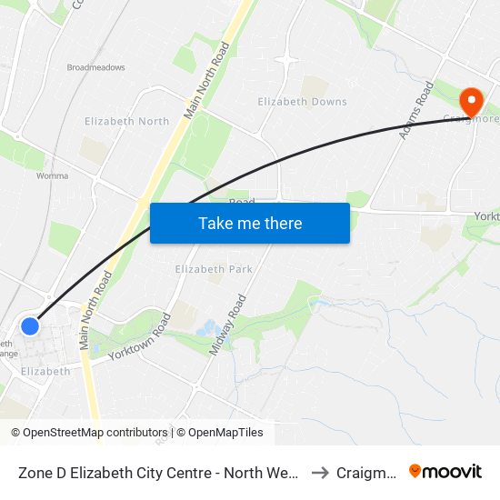 Zone D Elizabeth City Centre - North West side to Craigmore map