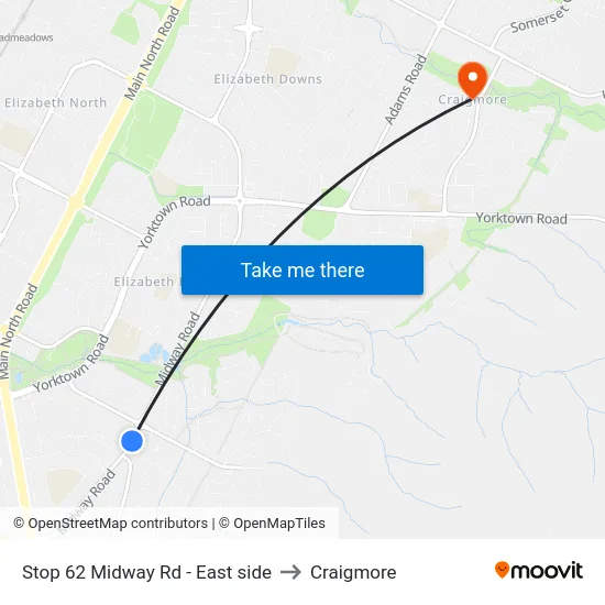 Stop 62 Midway Rd - East side to Craigmore map
