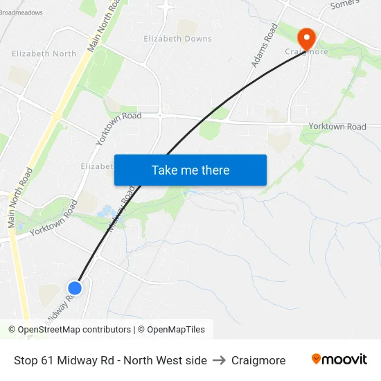 Stop 61 Midway Rd - North West side to Craigmore map