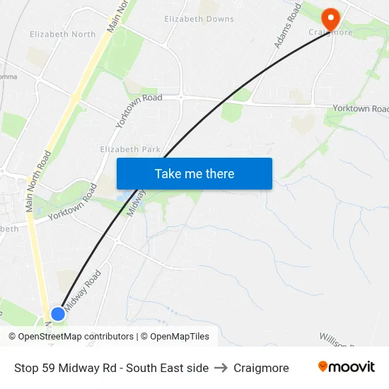 Stop 59 Midway Rd - South East side to Craigmore map