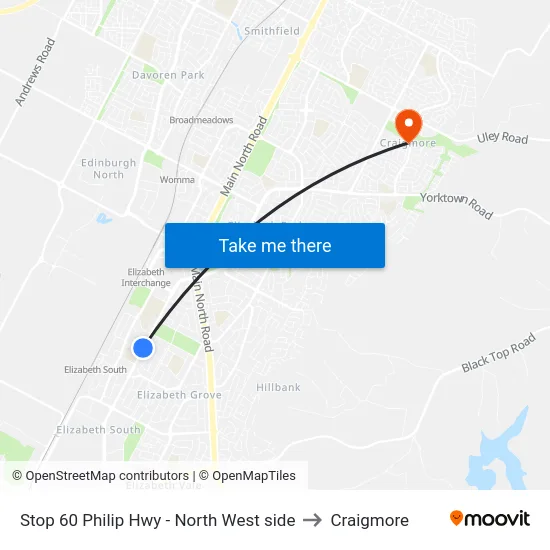Stop 60 Philip Hwy - North West side to Craigmore map