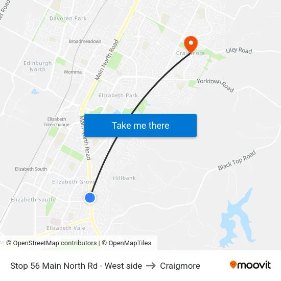 Stop 56 Main North Rd - West side to Craigmore map