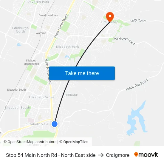 Stop 54 Main North Rd - North East side to Craigmore map