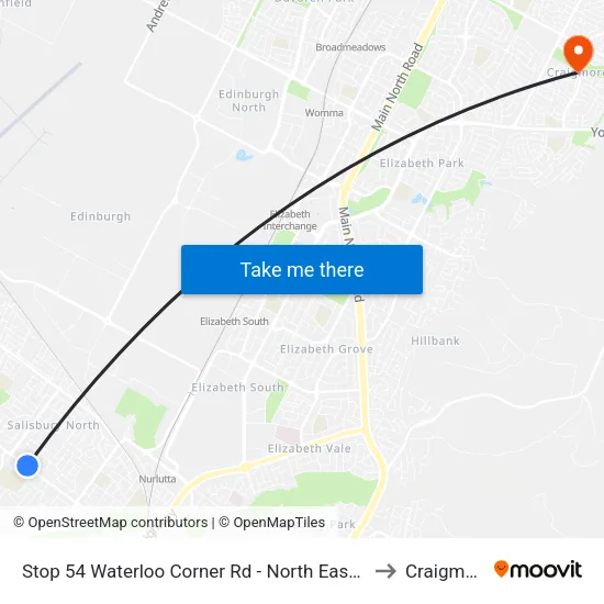 Stop 54 Waterloo Corner Rd - North East side to Craigmore map