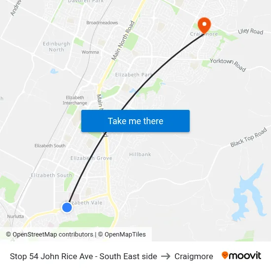 Stop 54 John Rice Ave - South East side to Craigmore map