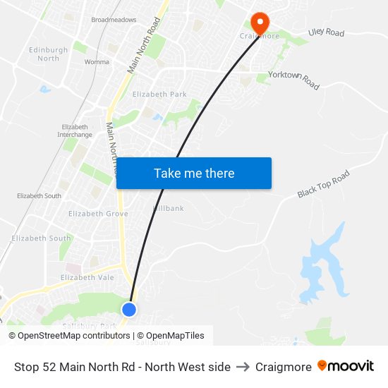Stop 52 Main North Rd - North West side to Craigmore map