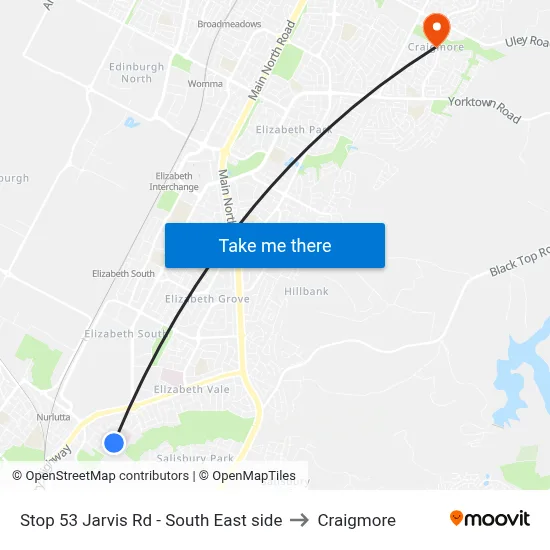 Stop 53 Jarvis Rd - South East side to Craigmore map