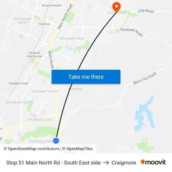 Stop 51 Main North Rd - South East side to Craigmore map