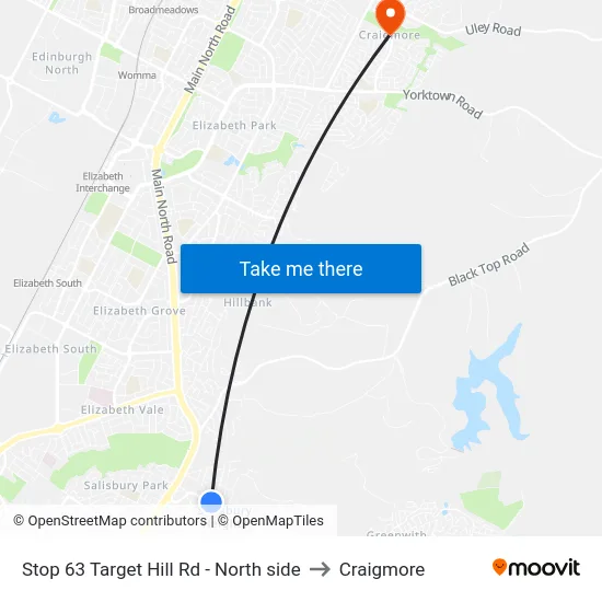 Stop 63 Target Hill Rd - North side to Craigmore map