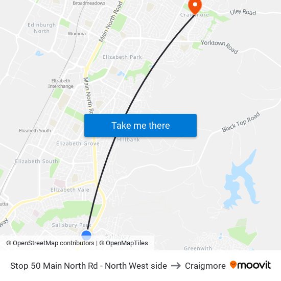 Stop 50 Main North Rd - North West side to Craigmore map