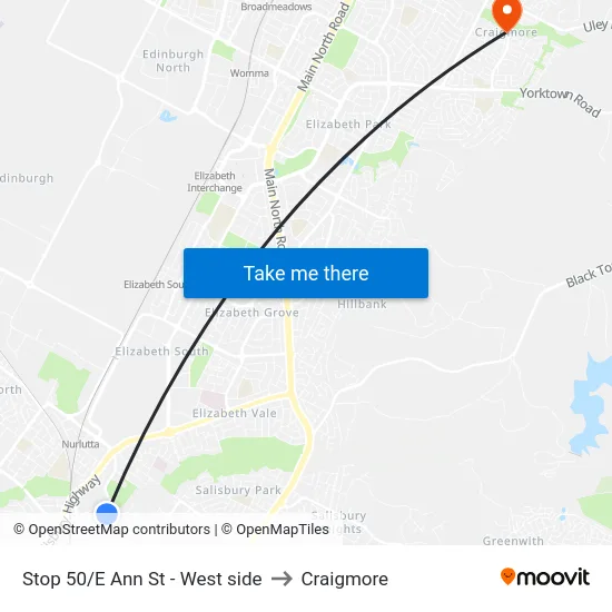 Stop 50/E Ann St - West side to Craigmore map