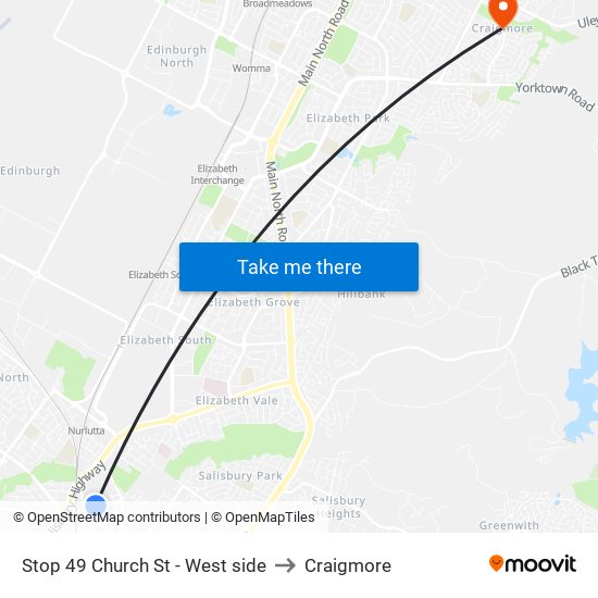 Stop 49 Church St - West side to Craigmore map