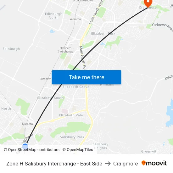 Zone H Salisbury Interchange - East Side to Craigmore map