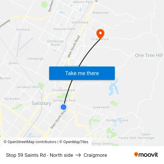Stop 59 Saints Rd - North side to Craigmore map