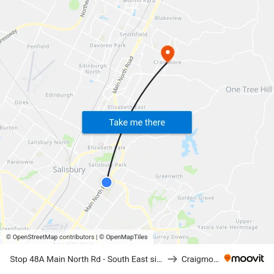 Stop 48A Main North Rd - South East side to Craigmore map