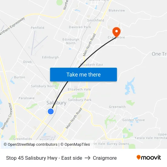 Stop 45 Salisbury Hwy - East side to Craigmore map