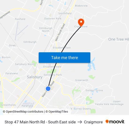 Stop 47 Main North Rd - South East side to Craigmore map